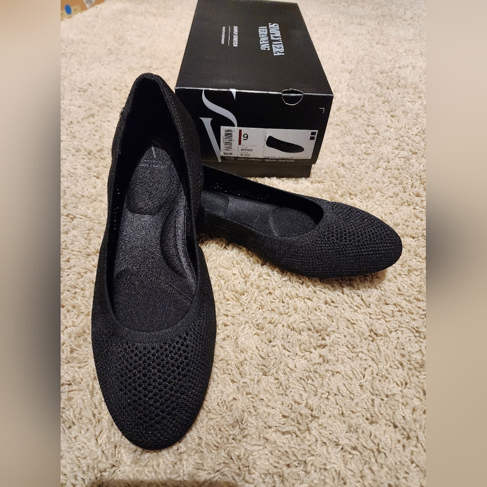 NEW Vera Wang Berner black stretch ballet flats size 9